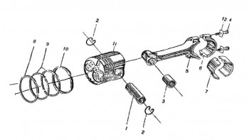 Схема поршень и шатун в сборе R175А, R175АN, R180, R180N